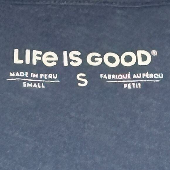 Life is Good Blue Rainbow Daisy Sz Sm V-Neck Textured T-Shirt Tee Top - Picture 4 of 5